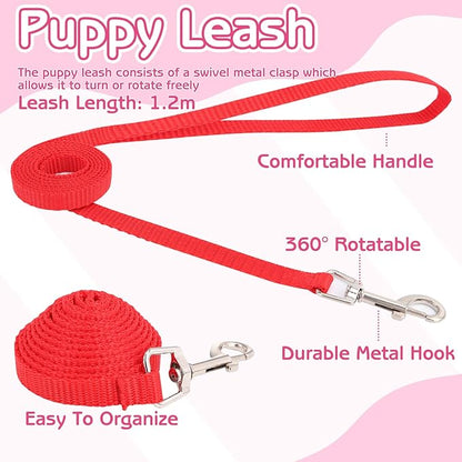36 Pcs Puppy Collar and Leash Set, Adjustable Colorful Dog Collar and Leash Quick Release Clip Buckle Puppy Collars Whelping Collar for Small Medium Dogs Walking Training