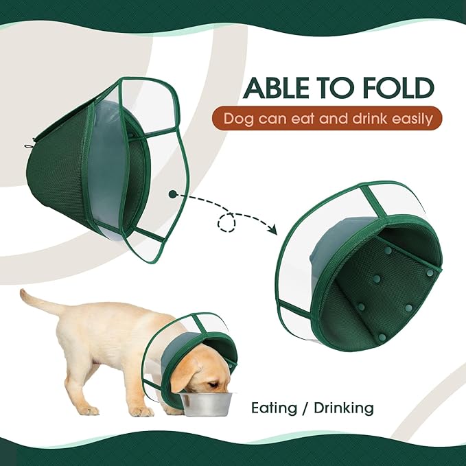 Kuoser Small Dog Cone Collar After Surgery, Soft Cone for Dogs to Stop Licking, Breathable Pet Recovery Collar Comfortable Elizabethan Collars, Adjustable Protective Dog Cones for Small Dogs, Green S