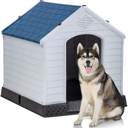 BestPet Dog House Indoor Outdoor Insulated Kennel Durable Plastic Dog House for Small Medium Large Dogs Weather & Water Resistant Pet Crate with Air Vents and Elevated Floor