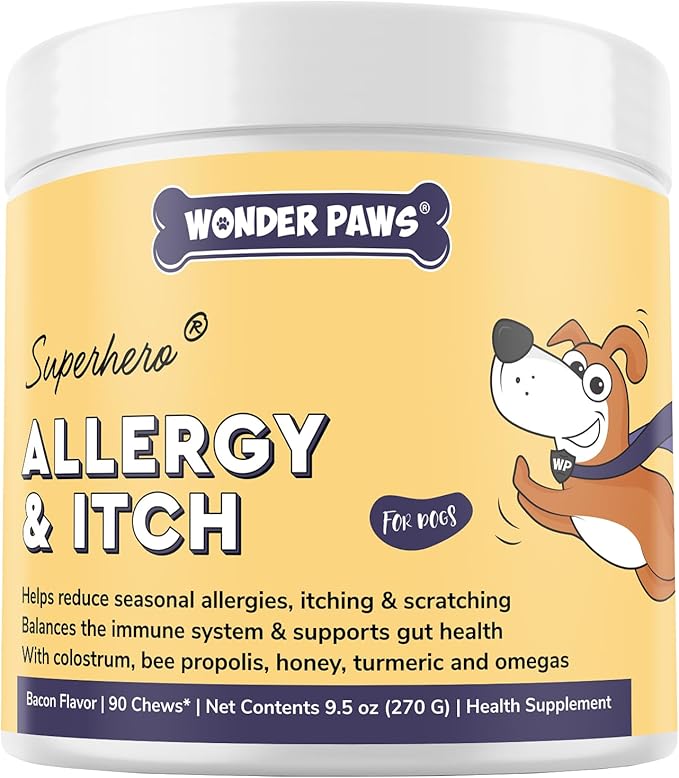 Premium Dog Allergy & Itch Relief Chews – Dog Allergy Relief Chews for Itch Relief, Skin & Coat, Anti-Itch, Scratching, Immune Support & Seasonal Allergies – Itchy Skin Relief Supplement - 90 Chews