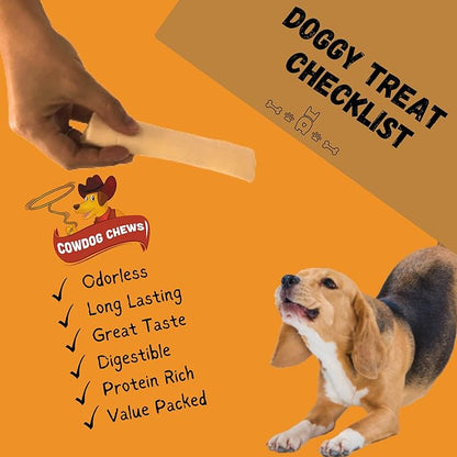 Cowdog Chews Beefhide Roll (7-8 inch) Long Lasting Dog Treat Bone, Great for Dental Health and Aggressive Chewers (80 Count)