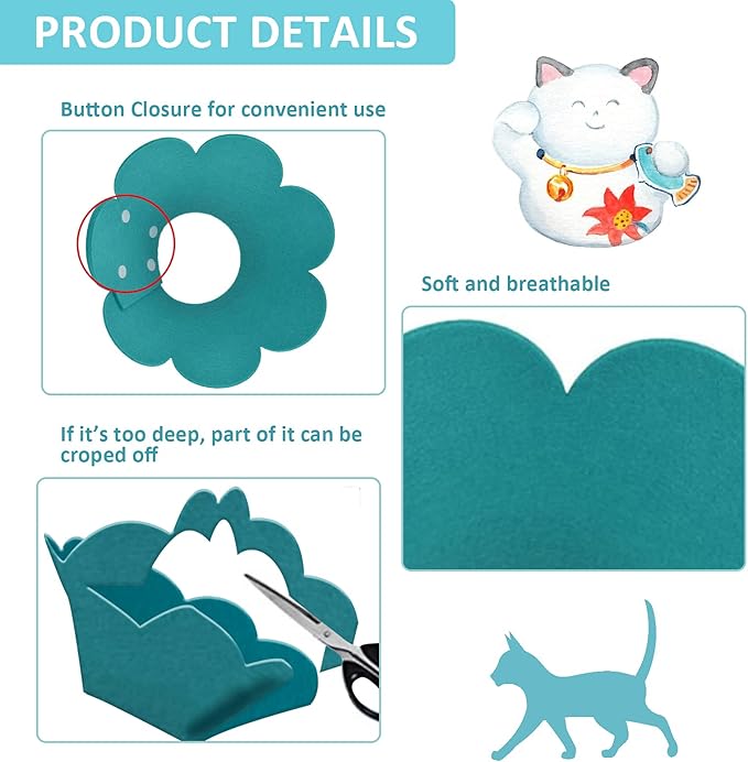 Pet Cone Collar, 3 PCS Adjustable Pet Recovery Protective Collar Cute Sunflower Shape Elizabethan Cat Cone Collar for Cats and Dogs, Red and Purple and Light Blue