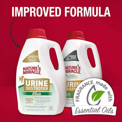Nature’s Miracle Urine Destroyer Plus for Dogs, Enzymatic Formula Tough on Strong Cat Urine And The Yellow Sticky Residue, 1 Gal