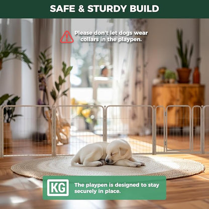 FXW Homeplus Unleashed Indoor Dog Playpen - Stress-Free and Safe Play, Heavy Duty 24 Inch 4 Panels Dog Pen for Puppy and Small Dogs, White│Patented