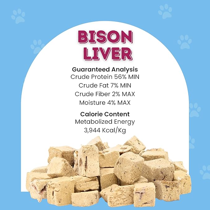 hotspot pets Freeze Dried Bison Liver Treats for Cats & Dogs - 1 Pound Big Bag, Made in USA, Single Ingredient All Natural, Grain-Free - Perfect for Training, Topper or Snack