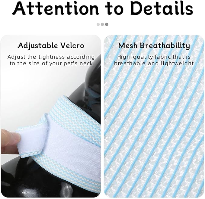 Cat Neck Brace Cover - Breathable Elizabethan Collar for Post-Surgery Recovery Anti-Lick Wound Adjustable Protective Cervical Cone for Small Medium Large Dogs Cats (Neck Girth 6.3-8.7" Depth2.0
