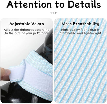 Cat Neck Brace Cover - Breathable Elizabethan Collar for Post-Surgery Recovery Anti-Lick Wound Adjustable Protective Cervical Cone for Small Medium Large Dogs Cats (Neck Girth 6.3-8.7" Depth2.0