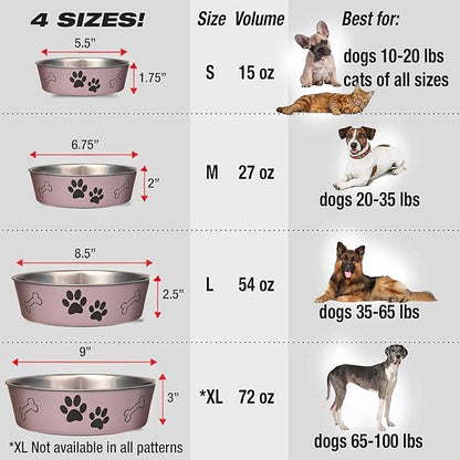 Loving Pets Bella Dog Bowls- Stainless Steel Dog & Cat Bowls - Spill Proof Dog Food Bowl, Cat Bowl, Puppy Essentials & Pet Supplies Great for Home & Travel (X-Large 65-100lbs, Grape)