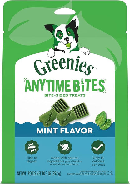 Greenies Anytime Bites Dog Treats, Mint Flavor, Dog Training Treats, 10.3 oz. Bag