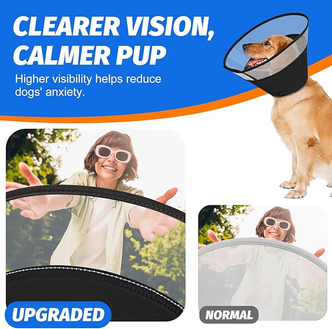 Dog Cone Collar with Soft Padding to Stop Licking, Elizabeth Recovery Collar After Surgery for Large Medium Small Dogs, Comfortable Pet Head Cone Alternative for Neutering Spay Injury (M)