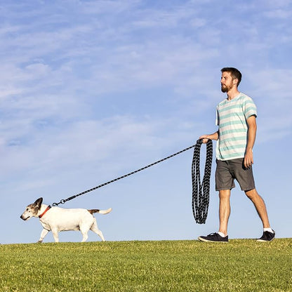 Long Dog Leash for Training 15Ft-Reflective Nylon Rope with Swivel Hook-Recall Agility Lead for Large Small Medium Dogs Outside Walking Hiking-Black Diam 1/2"