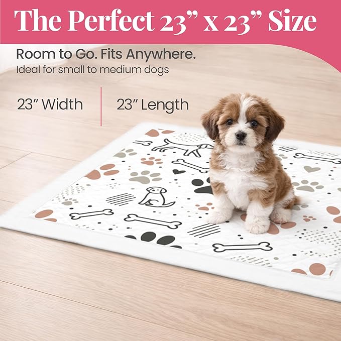 Pupiboo Disposable Dog and Cat Training Pads Highly Absorbent Pee Pads, Leak Proof Backing, for Housebreaking & Potty Training – 23x23 in (100 Count)
