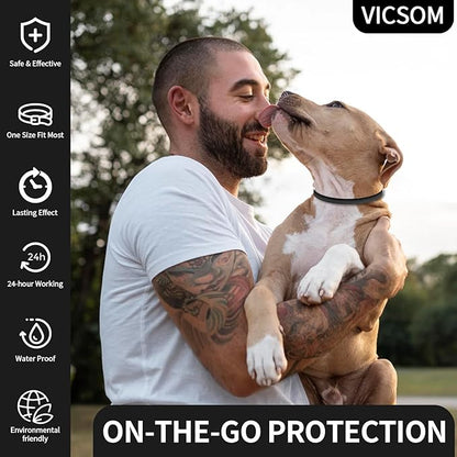 4 Pack Flea & Tick Protection for Dogs, 32-Month Waterproof Adjustable Repellent Collar, Long-Lasting Pest Prevention for Small Medium Large Breeds, Black