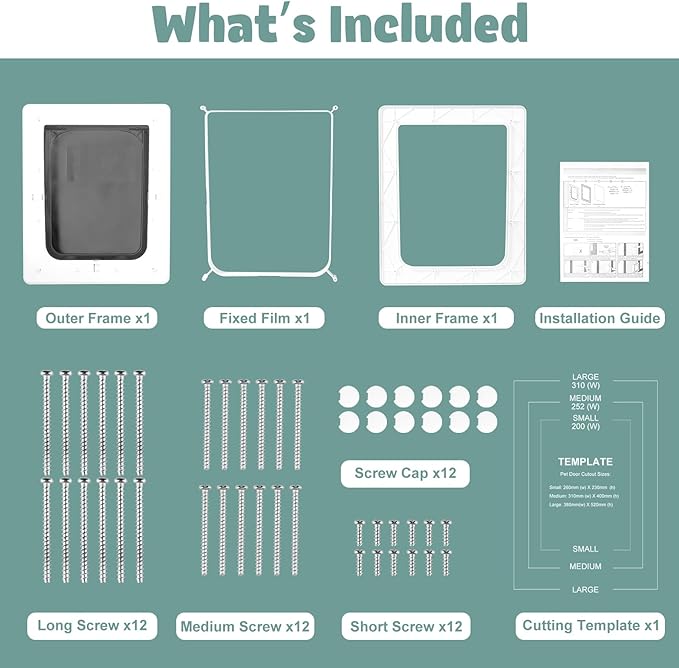 Plastic Dog Door , Weatherproof Pet Door for Petite to Medium Dogs, Cats or Other Pets, Upgraded and Thickened, 6" × 9" Opening Flap Size, Easy Installation