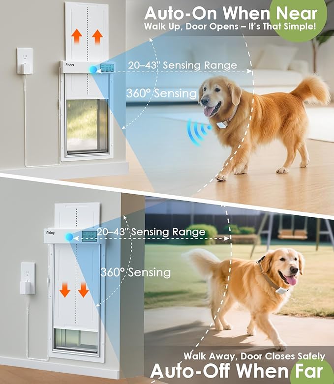 Automatic Dog Door for Wall with Collar Sensors, XLarge Smart Pet Door for Wall, Custom Scheduling & Anti-Pinch, Fits Extra Large Dogs up to 200 lbs(X-Large)