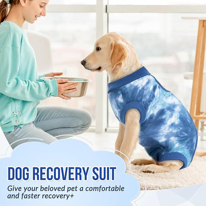 SlowTon Dog Recovery Suit - Surgery Recovery Suit for Female Male Dogs, Dog Onesie After Spay Abdominal Wounds, E-Collar Cone Alternative Prevent Licking Pet Surgical Suit(Blue,L)