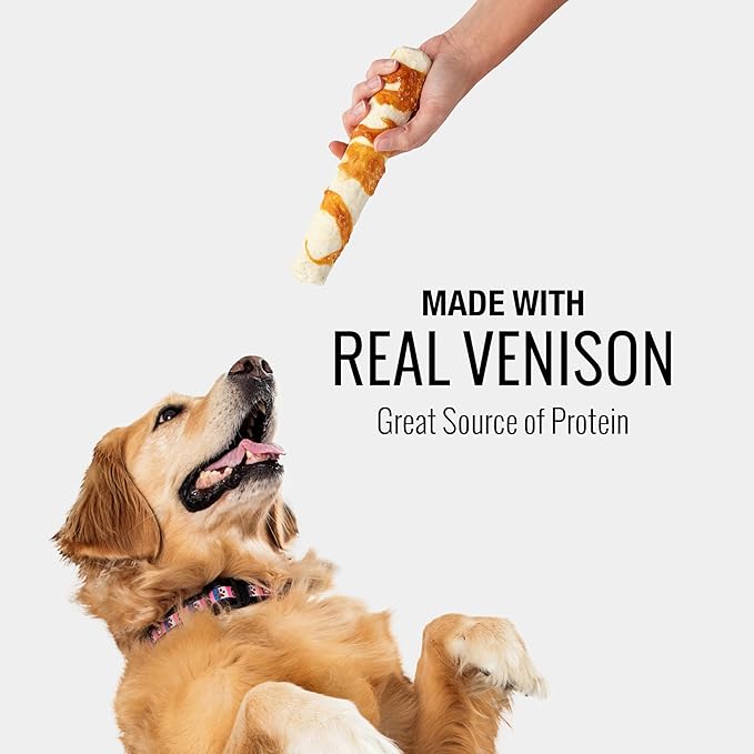Good ‘n’ Fit Rolls Made with Real Venison, 2 Large Rolls, Treat Your Dog to a Long-Lasting and Highly Digestible Rawhide Chew