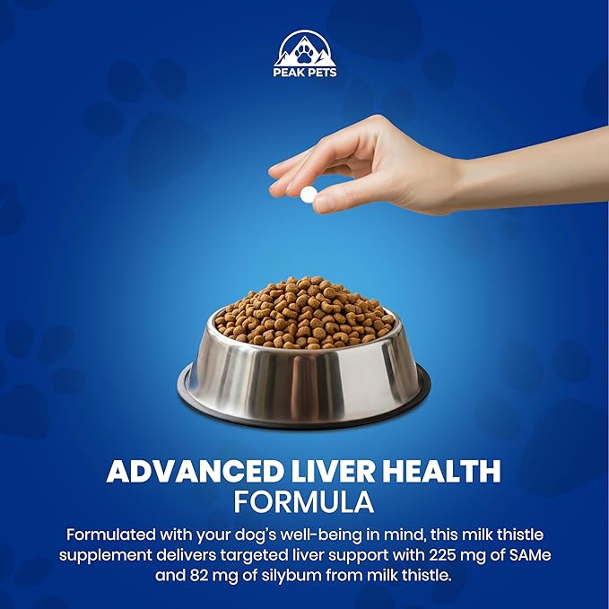 Liver Support Supplement for Medium Dogs with Silymarin (SAMe & Silybin) S-Adenosyl-L-methionine (SAM-e) & Silybum (Milk Thistle) Dog Liver Supplement - 3rd Party Tested, Non GMO - 30 Chewable Tablets