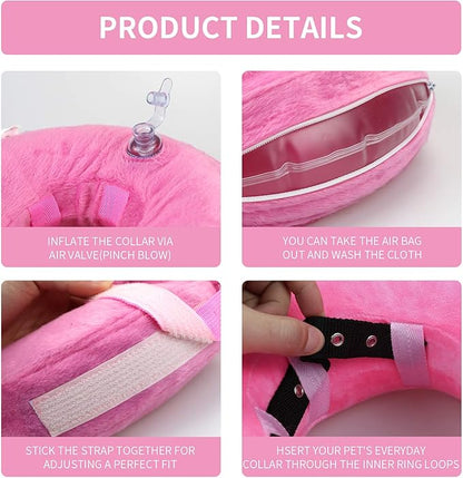 MCHY Inflatable Dog Cone,Adjustable Recovery Collar for Dogs After Surgery,Prevent from Biting & Scratching,Not Block Vision (Pink, XL-Neck 20''- 25'')