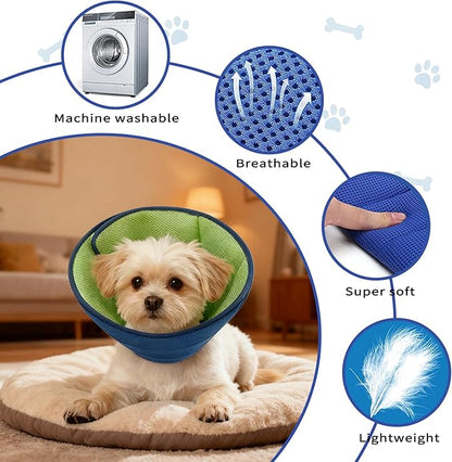 JWShang Soft Dog Recovery Collars Cones – Breathable Adjustable Comfort Cone for Small Medium Large Dogs to Stop Licking After Surgery, Elizabethan Recovery Collar Alternative (Blue, XL)