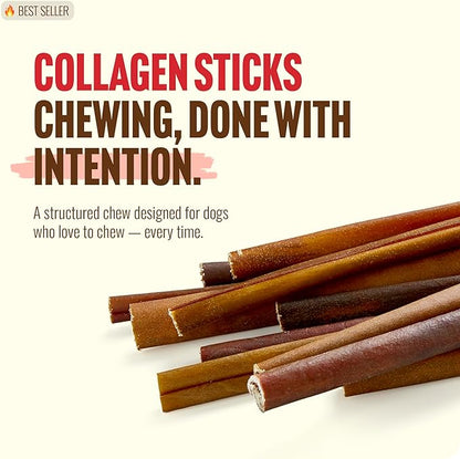 Natural Farm Odor-Free Collagen Chews, (12-Inch, 12-Pack), Long Lasting Bully Sticks & Rawhide Alternative Dog Treats, 95% Collagen, High Protein Best Dental Dog Treats – Medium & Large Dogs