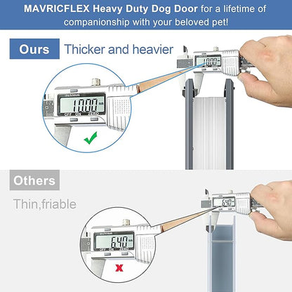 MAVRICFLEX Heavy Duty XL Dog Door with Double Sliding Lock Panels, Energy Efficient Aluminum Doggie Door, Magnetic Double Flaps Dog Door for Dogs Up to 220LBS, Extra-Large, Dark Gray