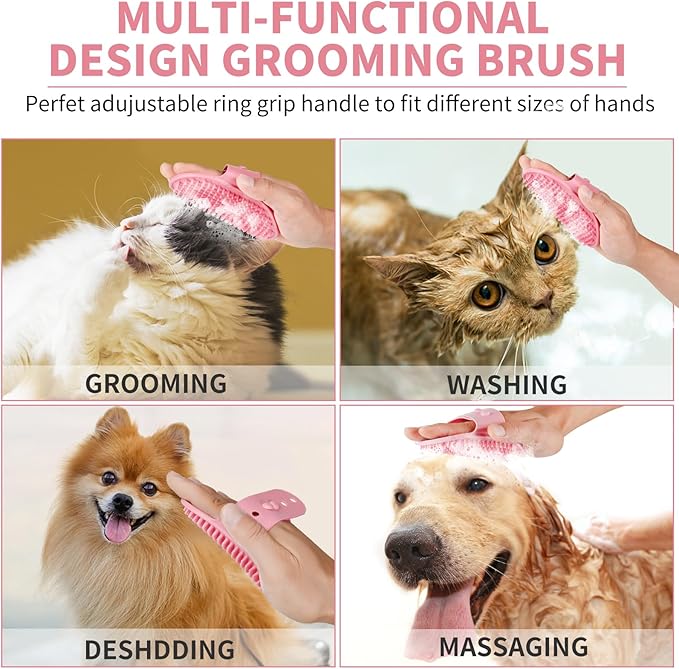 Professional 7 in 1 Dog Paw Cleaner for Dogs - Includes 1 Portable Paw Washer, 1 Bath Brush, 2 Dog Toothbrushes and 3 Absorbent Towels Note: Fits Paws 2.5 to 3.5 Inches Wide (Large, Light Pink)