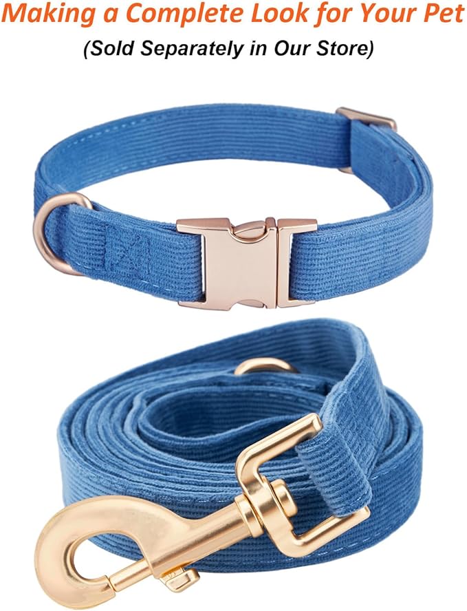 Soft Cotton Dog Leash, 5 Ft Heavy Duty Corduroy Dog Leashes with Gold Metal Hook for Small Medium Large Dogs,Medium,Dark Blue