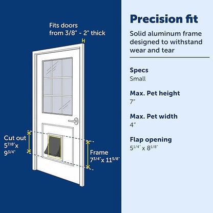 PetSafe Freedom Aluminum Pet Door for Dogs and Cats, Small, White, Tinted Vinyl Flap