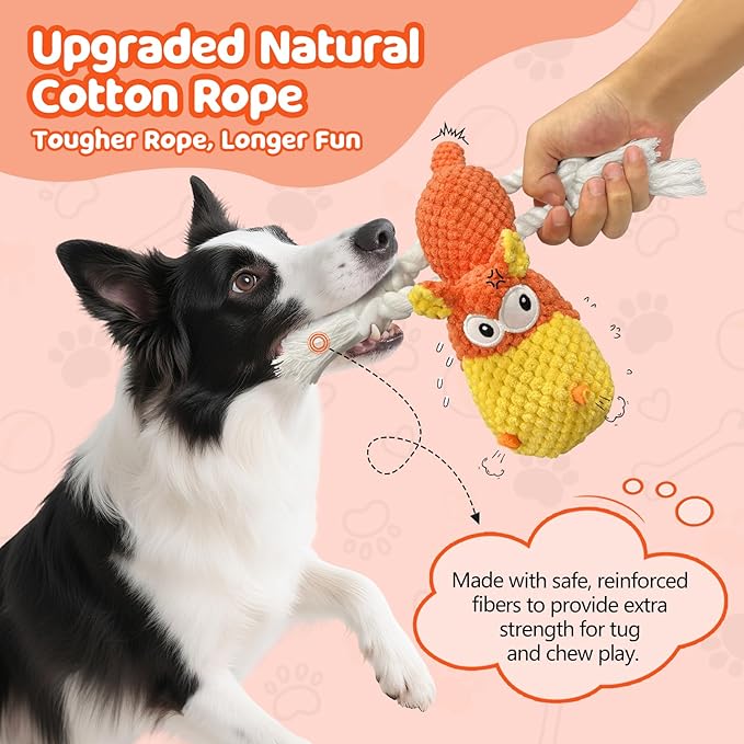 TOOPTATE Squeaky Dog Toys - Plush Dog Toy for Small, Medium, and Large Dogs, Great for Tug-of-War and Playtime