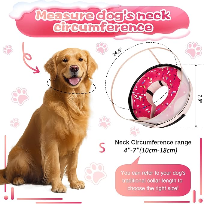 CNEO Inflatable Dog Cone Collar with Detachable Enhanced Anti-Licking Shield, Soft Neck Donut Collar for Dogs After Surgery, Adjustable Dog Cone Alternative for Large Medium Small Dogs & Cats