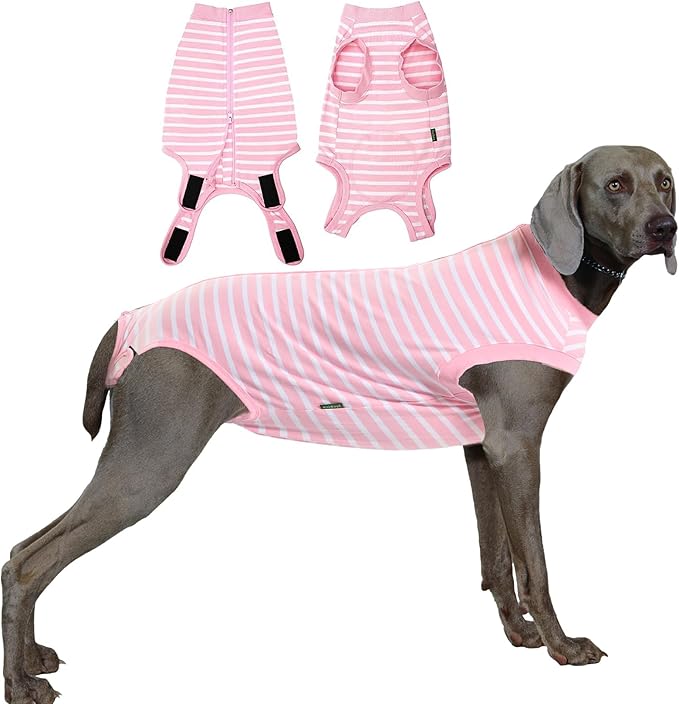 Dog Recovery Suit Female,Pink Small Surgery Recovery Shirt,Pink-White Striped S