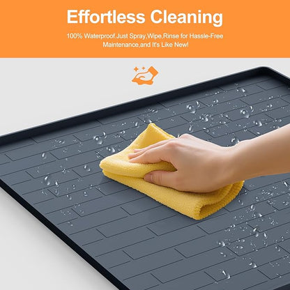 Pee Pad Tray Holder for Dogs,Non-Slip Silicone Dog Puppy Pad Holder,34 x 28 Inche Puppy Potty Training Pads,No Spill Raised Lip High Edge,Portable, Leak-Proof Mat Trays for Indoor Floor Protection