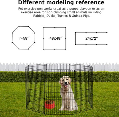 BestPet | Foldable Dog Playpen | 36 Inch, 8 Panels | Metal Pet Exercise Pen | Indoor Outdoor Portable Dog Fence with Door | Removable, Rust-Resistant Secure Pet Kennel | Easy to Assemble