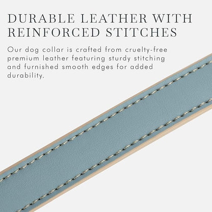 NINA WOOF Cupertino Dog Collars, Harnesses & Leashes Made from Vegan Leather with Dog Tracker Device Holder Adjustable Dog Collar (Extra Small, Blue)