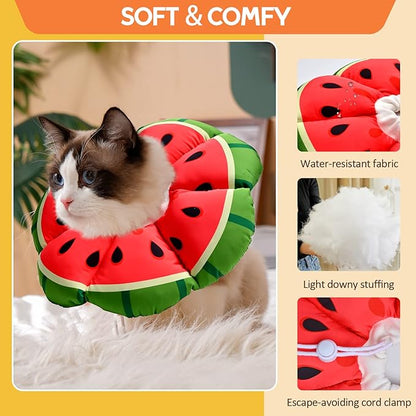 Avont Cat Cone Collar Soft, Adjustable Recovery E Collar Alternative for Cats Kittens Puppies, Elizabethan Neck Cone of Shame to Prevent Licking Biting After Surgery Protect Wounds -Melon(M)