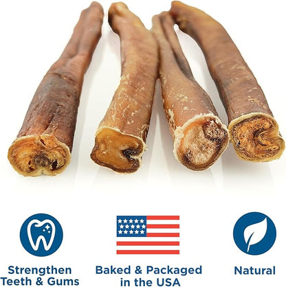 Best Bully Sticks Thick 12 Inch Bully Sticks for Dogs - 5 Count (Pack of 1) - Natural Grass-Fed Beef, Single Ingredient, Grain and Rawhide Free - Large Breeds
