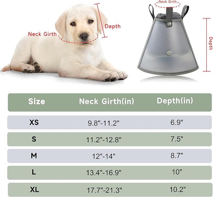 Soft Dog Cone Collar for Large Medium Small Dogs After Surgery, Adjustable Pet Recovery E-Collar, Elizabethan Collar for Dogs and Cats, Grey Medium