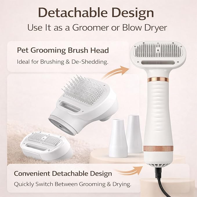 All-in-One Steam Pet Grooming Brush for Dogs & Cats, Soft Brushing with Drying & Deshedding, Calm Home Grooming Tool for Daily Use