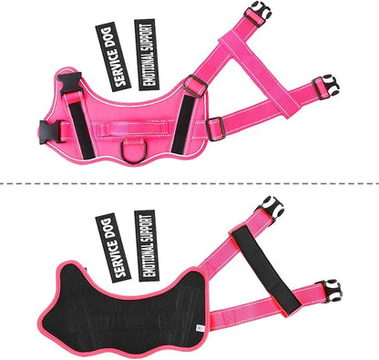 voopet Service Dog Harness, Emotional Support Pet Vest Harness, Reflective Breathable and Adjustable No-Pull ESA Dog Harness for Small Medium Large Dogs (with 4 PCS Removeable Tags)