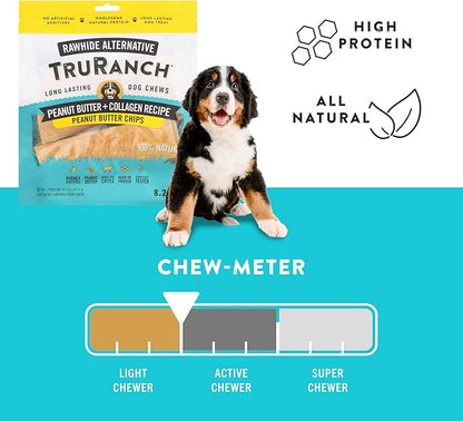 TRURANCH Collagen Chips - Collagen Dog Treats - Long Lasting Healthy Joint Support - Rawhide Alternative Chips - Skin & Coat Health - Made with Real Peanut Butter, Value Pack, 15 Bag, 7.5 lbs
