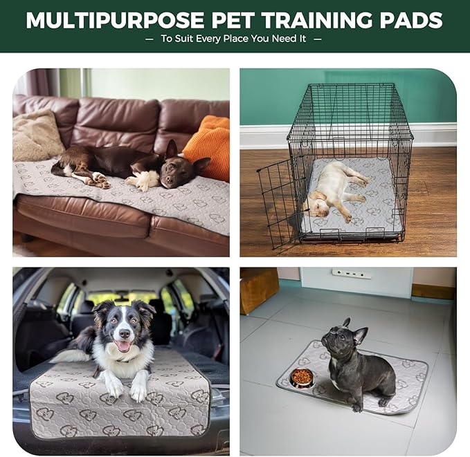 FXW Washable Pee Pads for Dogs, Puppy Pads with Super Absorbent, Specifically Designed for 48inch Cages, 29" x 47" Rectangle, Khaki, 2 Packs