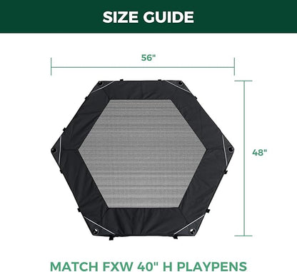 FXW Homeplus Indoor Dog Playpen with Hexagon Mesh Top Cover for Escape Prevention, 40 Inch 6 Panels Heavy Duty Dog Pen for Medium and Large Dogs, Black│Patented