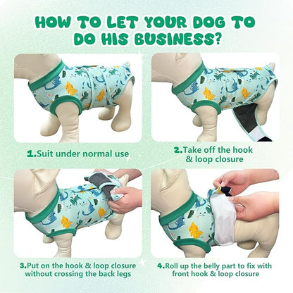 Dog Surgery Recovery Suit, Abdominal Surgical Suit for Male Female Dog Post Spay Neuter, Breathable Pet Onesie E-Collar & Cone Alternative, Surgery Shirt to Prevent Licking, Green, X-Large