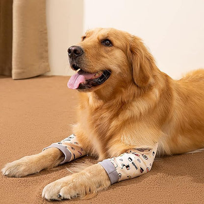 ROZKITCH Dog Surgery Leg Sleeve for Front Legs, Pet Prevent Licking Wound Elbow Knee Protector, Dog Leg Sleeve to Stop Licking Cone Collar Alternative for Sprain ACL CCL Arthritis Cute Dog 3XL