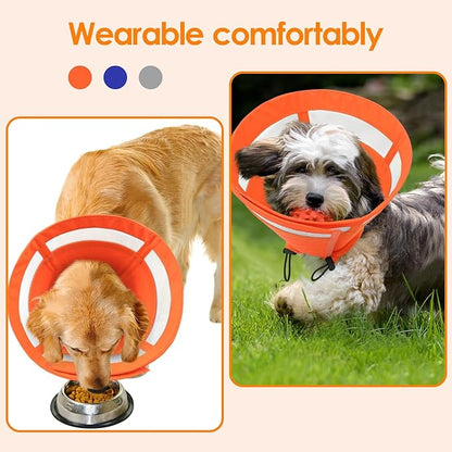 SAWMONG Soft Cone for Dogs – Small Dog Recovery Collar, Adjustable E-Collar to Stop Licking After Surgery (S, Orange)