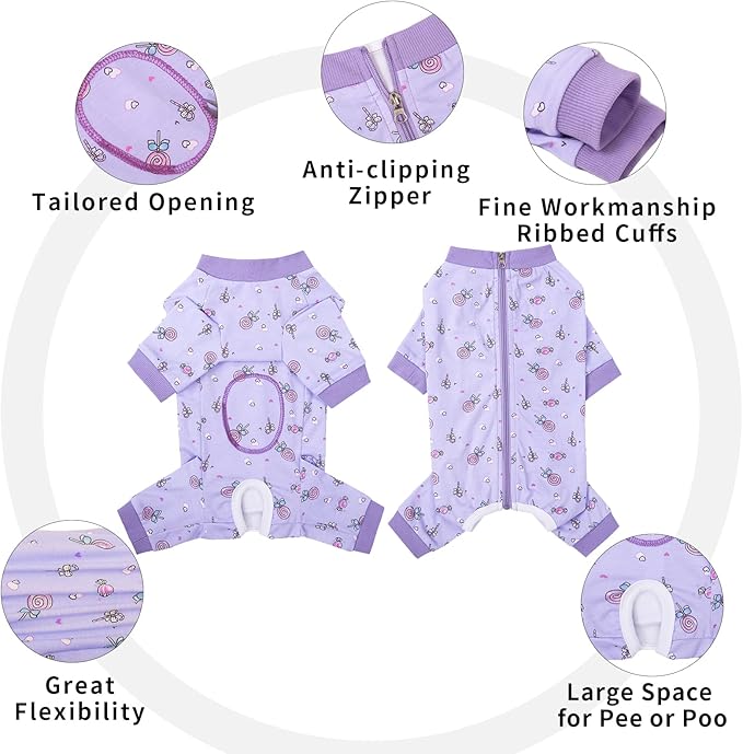 Surgery Recovery Suit for Small Dogs, Onesie for Surgery Female Dogs, Small Dogs Pajamas Long Sleeve, Abdominal Wound Bandages Surgical Suit, Dog Cat Recovery Suit for Shedding Skin Disease