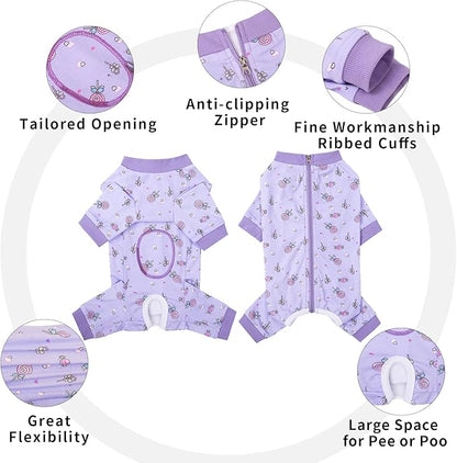 Surgery Recovery Suit for Small Dogs, Onesie for Surgery Female Dogs, Small Dogs Pajamas Long Sleeve, Abdominal Wound Bandages Surgical Suit, Dog Cat Recovery Suit for Shedding Skin Disease
