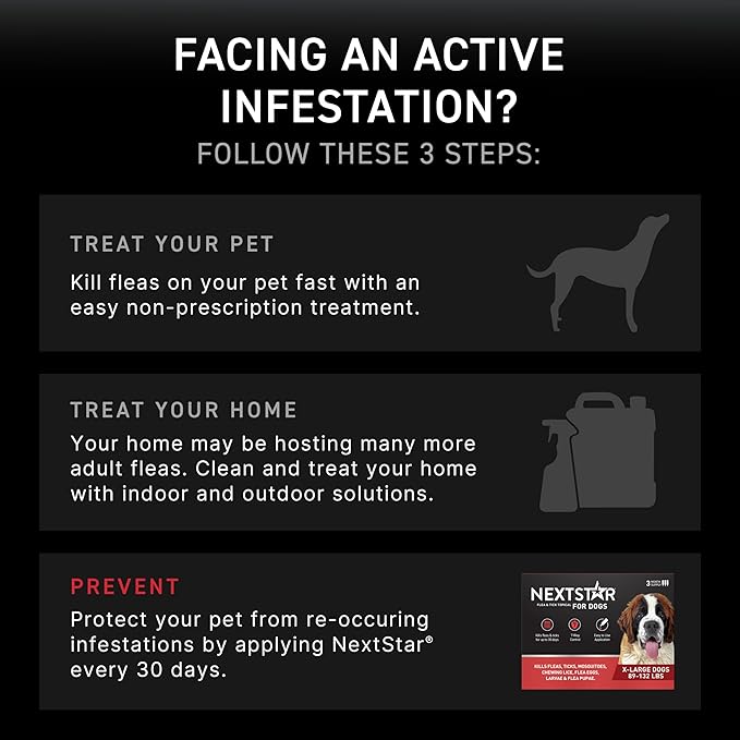 NEXTSTAR Flea and Tick Prevention for Dogs, Repellent & Control, Fast Acting Waterproof Topical Drops, Extra-Large Dog Flea & Tick Control, 6 Monthly Doses