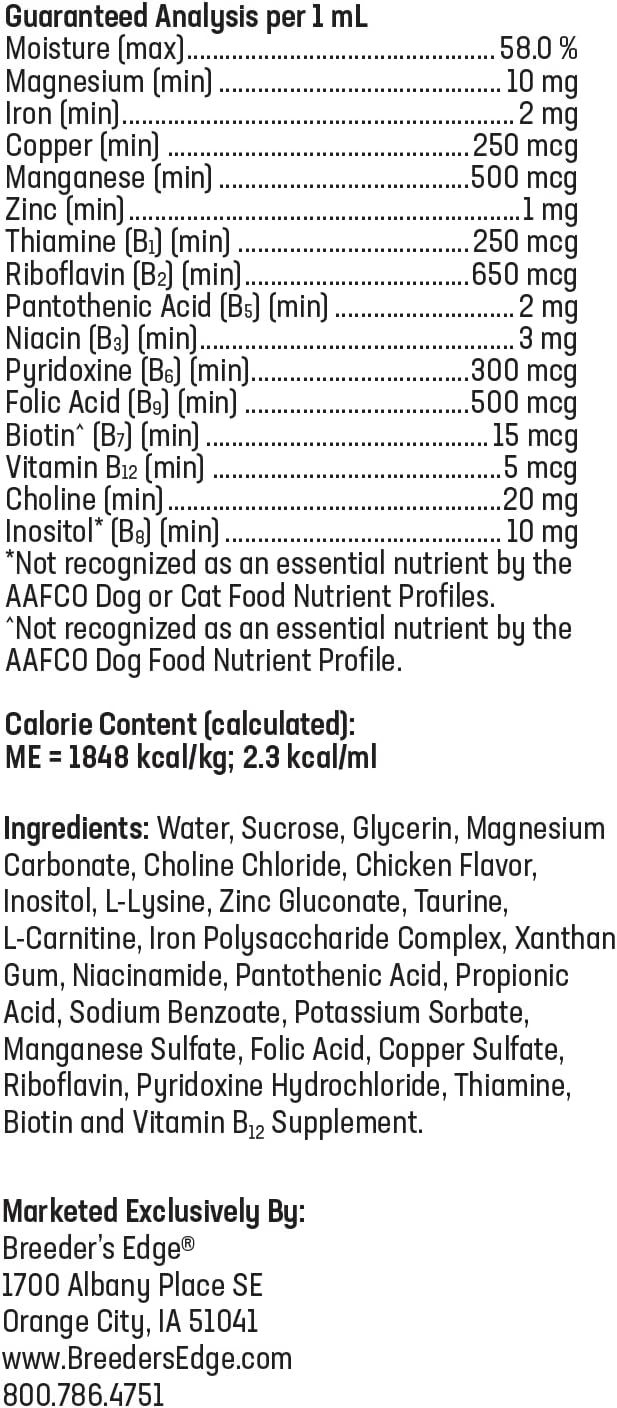 Breeder's Edge B Strong Liquid, Vitamin B for Dogs and Cats, Supports Canine and Feline Reproductive Health, Promotes Healthy Heat Cycles, Provides Energy, and Stimulates Appetite, 8 oz